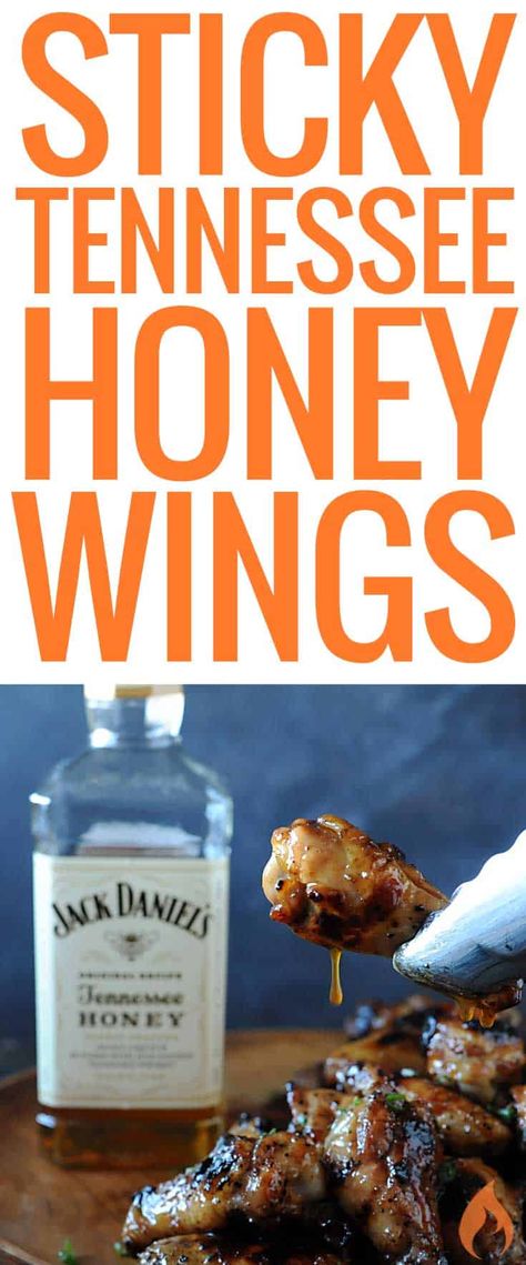 Grilled Sticky Tennessee Honey Wings via @girlscangrill Honey Wings Recipe, Honey Inspiration, Honey Bbq Sauce Recipe, October Meals, Tennessee Honey Whiskey, Boozy Food, Honey Wings, Goose Recipes, Wing Wing