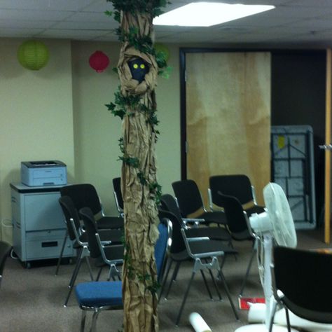 Decorating the support pole in our basement storytime room. Support Beam In Kitchen, Enchanted Forest Prom, Basement Poles, Nye Decorations, Animal Adaptations, Support Beam, Star Wars Love, Preschool Class, Computer Lab