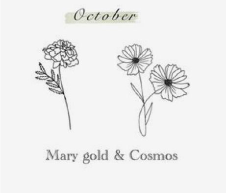 Mari Gold Flower Tattoo, Mary Gold Flower Tattoo, Mary Gold Flower, Marigold And Cosmos Flower Tattoo, Marigold Tattoo, Cosmos Tattoo, Gold Tattoo, Marigold Flower, Design Drawings