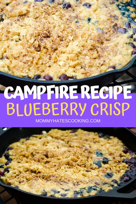 Campfire Dessert, Campfire Desserts, Pie Iron, Camping Menu, Camping Desserts, Blueberry Crisp, Easy Camping Meals, Blueberry Cobbler, Campfire Food