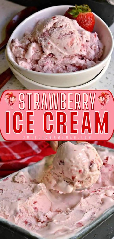 This homemade ice cream recipe is so easy to whip up with just 5 ingredients! Creamy and bursting with flavor, this fresh strawberry ice cream is the BEST. Definitely a favorite summer dessert idea! Variations included! Homemade Ice Cream Recipes Machine, Homemade Strawberry Ice Cream, Strawberry Ice Cream Recipe, Ice Cream Recipes Machine, Ice Cream Maker Recipes, Homemade Candy, Homemade Ice Cream Recipes, Dessert Ingredients, Cream Desserts