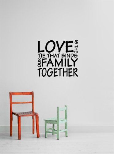 Decal  Vinyl Wall Sticker  LOVE IS THE TIE THAT BINDS OUR FAMILY TOGETHER Quote Home Living Room Bedroom Decor  DISCOUNTED SALE ITEM  22 Colors Available Size 16 Inches X 16 Inches *** This is an Amazon Affiliate link. You can get additional details at the image link. Get Together Quotes, Family Together Quotes, Together Quotes, Ties That Bind, Family Together, Room Bedroom Decor, Vinyl Wall Stickers, Home Quotes And Sayings, This Is Us Quotes