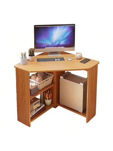 Descriptions: Large Capacity: Computer corner desk adopts spacious desktop, drawers and open shelves design, which is easy for you to hold your daily necessities, so you can use it to hold many things, such as mini printer, book, photo albums, documents etc. Triangle-Shaped & Rounded Corner Design: Carefully selected high quality widen table legs and triangle design make this corner end table more durable and stable, which is very suitable for your bedroom corner space or sofa corner. Rounded corners for extra safety and smooth surface table top. Sturdy Structure: A triangle office desk is made of premium artificial board material. The corner table combines a smooth surface with wide sturdy legs for reliable strength and stability. Easy Assemble: This corner computer desk is super easy to Corner Desk Small, Triangle Desk, Open Shelves Design, Corner End Table, Kids Writing Desk, Small Corner Desk, Corner Gaming Desk, Industrial Computer Desk, Desk Small