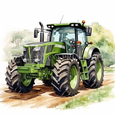 Tractor Artwork, Watercolor Tractor, Tractor Photography, John Deere Tractors Pictures, Tractor Clipart, Tractor Art, Watercolor Mixed Media, Colorful Watercolor, Background Remover