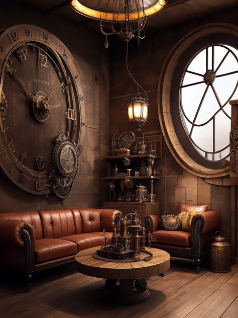 Steampunk Coffee Shop, Steampunk Interior Design, Steampunk Architecture, Steampunk Interior, Bar Deco, Steampunk Furniture, Tongue And Groove Ceiling, Steampunk House, Hair Catcher