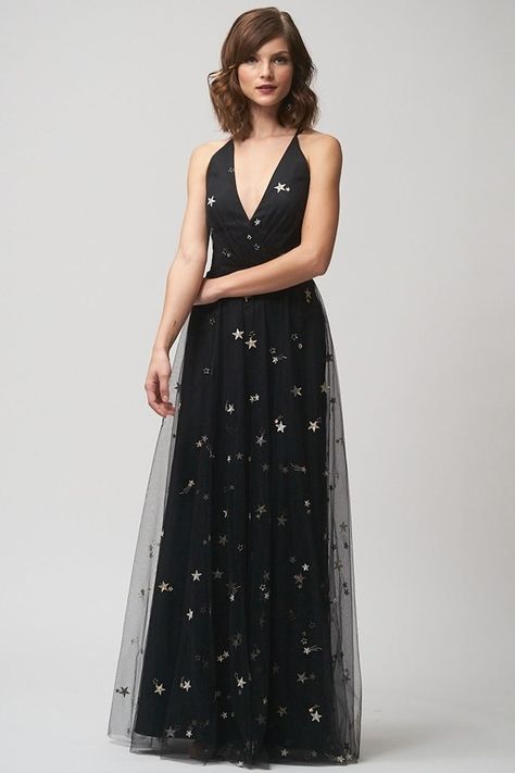 Prom Dress With Stars, Sparkly Bridesmaids, Dress With Stars, Jenny Yoo Bridesmaid, Garden Wedding Dresses, Dress Display, Black Bridesmaids, Black Prom Dress, Jenny Yoo