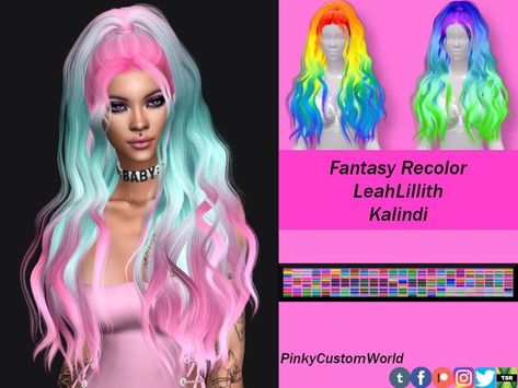 Ts4 alpha hair - 72 unnatural gradient hair colors - Custom Thumbnail - Female hair - Teen-YoungAdult-Adult-Elder - HQ Compatible ***MESH REQUIRED*** #ts4 #ts4cc #thesims4 #thesims4cc #sims4 #sims4cc #leahlillith #kalindi Pastel Goth Hair, Pastel Rainbow Hair, Gradient Hair, Goth Hair, High Hair, Female Hair, Sims 4 Cc Packs, Pastel Hair, Sims 4 Clothing