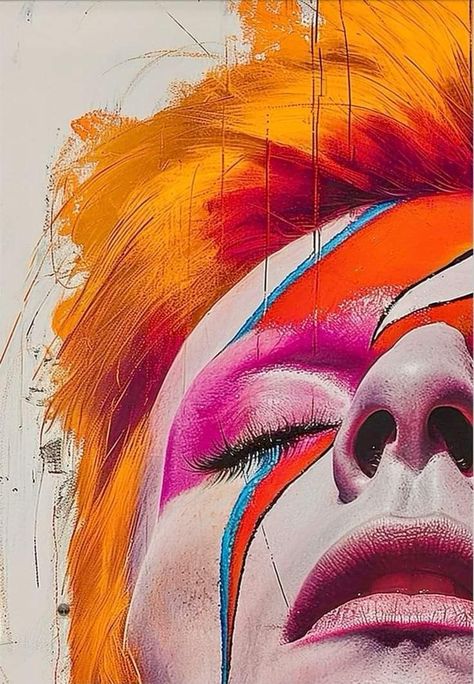 Bright Orange Hair, David Bowie Fashion, David Bowie Tribute, Musician Portraits, David Bowie Art, Musician Art, Bowie Art, Color Burst, Extreme Close Up