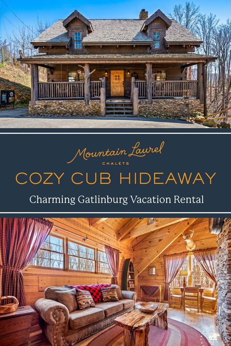 Cozy Cub Hideaway | Gatlinburg Cabin Rental Bedding And Pillows, Smoky Mountain Cabin Rentals, Gatlinburg Cabin Rentals, 2 Bedroom Cabin, Smoky Mountains Cabins, Gatlinburg Cabins, Bedroom Cabin, Mountain Laurel, Great Smoky Mountains National Park