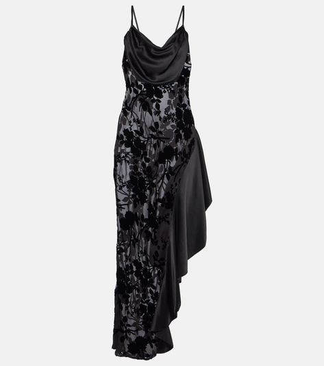 Asymmetrical Bias Slip Dress in Black - Rodarte | Mytheresa 90s Runway Fashion Dresses, Rodarte Dress, Runway Fashion Dresses, Bias Slip Dress, Dinner Dresses, Dream Wishlist, Amazing Dresses, Bias Cut Dress, Cashmere Dress