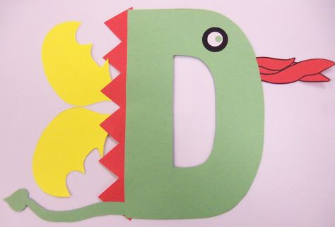 Craft Monday - D is for Dragon (Ms. Patty) Letter D Dragon Craft, D Is For Dragon Craft, Pixel Art Dragon, Fairy Tail Dragon, Dragon Craft, Zoo Phonics, Alphabet Crafts Preschool, Ela Centers, Letter Craft