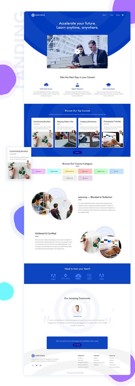 Learn Circle Landing Page on Behance Corporate Web Design, Business Website Design, Web Ui Design, Web Inspiration, Best Web Design, Website Layout, Website Branding, Website Design Inspiration, Landing Page Design