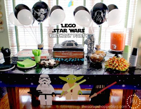 Star Wars Birthday Party Decorations, Star Wars Birthday Decorations, Lego Star Wars Birthday Party, Star Wars Balloons, Lego Star Wars Birthday, Lego Star Wars Party, Birthday Party Images, Star Cake, Star Wars Lego