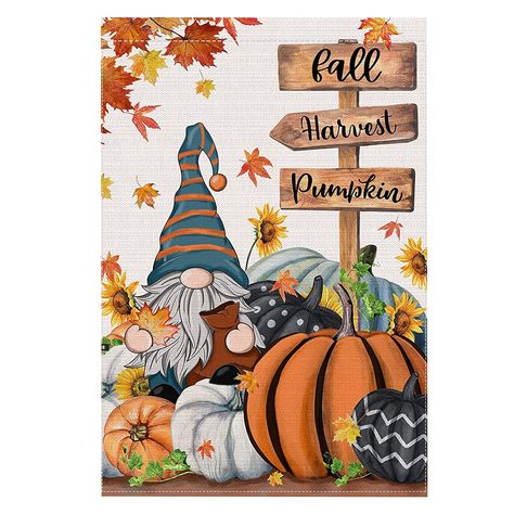 Gnome Wallpaper, Fall House Flags, Gnome Pumpkin, Fall Flags, Fall Garden Flag, Outside Decorations, Decorative Wall Plaques, Halloween Banner, Harvest Decorations