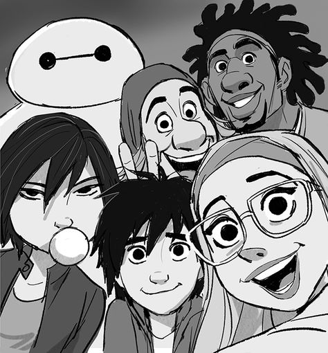 Big Hero 6... Group Selfie Drawing, Lemon Photo, Group Selfie, Gogo Tomago, Hiro Big Hero 6, Jin Kim, Friday Nights, Group Pic, Arte Disney