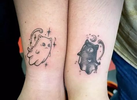 30 Wholesome Best Friend Tattoos Wholesome Best Friend, 3 Best Friend Tattoos, Bff Tattoo Ideas, Eeyore Tattoo, Cute Best Friend Tattoos, Cute Halloween Tattoos, Matching Cat, Cute Matching Tattoos, Matching Best Friend Tattoos