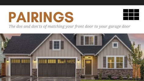 Front Door And Garage Door Color Combos, Should Front Door And Garage Door Match, Front Door Garage Door Match, Matching Garage Doors And Front Doors, Matching Front Door And Garage Door, Garage Door And Front Door Match, Garage And Front Door Matching, Front Door And Garage Door Match, Brown Garage Door