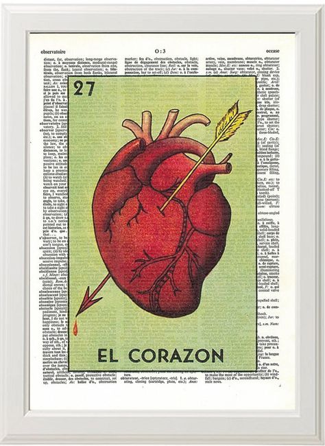 El Corazon Loteria Tattoo, Vintage Tarot Art, Loteria Tattoo, Bazar Ideas, Tattoo Poster, Mexican Loteria, Soul Collage, Tarot Tattoo, Tattoo Posters