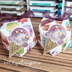 Ice Cream Faceted Box - Sallystampers Yummy Ice Cream, Papercraft Ideas, Boxes Packaging, Paper Boxes, Youtube Tutorials, Ice Cream Cone, 3d Projects, Paper Box, The Ice