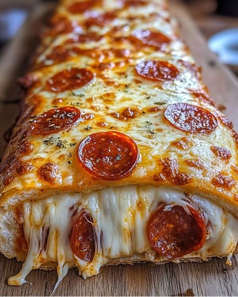 Everything Grandma | Tremendous Cheesy Pepperoni Stromboli | Facebook Italian Food Pizza, Pepperoni Meals, Refrigerated Pizza Dough Recipes, Stromboli Filling Ideas, Stromboli Bread, Stromboli With Pizza Dough, Pepperoni Cheese Rolls, Pepperoni Stromboli, Pizza Type Recipes