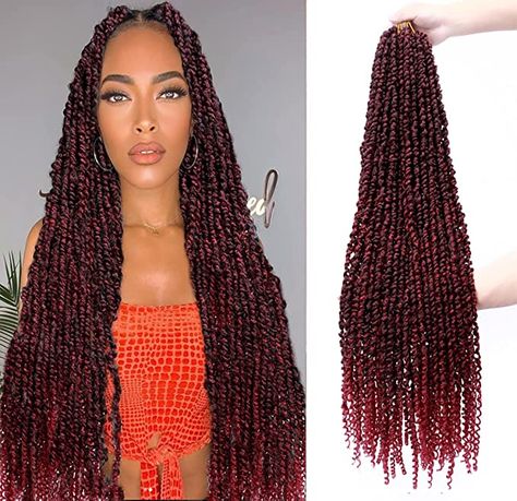 Twists Braids For Black Women, Passion Twists Braids, Twists Braiding Hair, Twists Braids, Passion Twists, Braids For Black, Hair Water, Red Crochet, Braids For Black Women