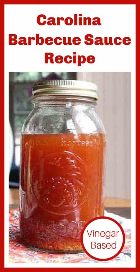 This Carolina Barbecue Sauce Recipe is a Southern vinegar based barbecue sauce made for pulled pork. It is tangy and slightly sweet with a bit of spicy heat. Make it in 5 minutes.#barbecuesauce #vinegarbarbecuesauce Carolina Bbq Sauce Vinegar, Sweet Heat Sauce Recipe, Southern Bbq Sauce, Vinegar Based Bbq Sauce, Pulled Pork Sauce, Carolina Barbecue, Vinegar Bbq Sauce, Barbeque Sauce Recipe, Barbecue Sauce Recipe