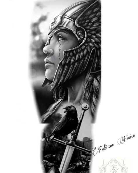 Norse Warrior Tattoo, Viking Women Tattoo, Viking Girl Tattoo, Warrior Tattoo Female, Viking Warrior Woman Tattoo, Valkyrie Tattoo Woman Female Warriors, Valkyrie Tattoo Men, Viking Female Warrior Tattoo, Arm Tattoo Viking