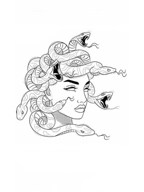 Side Profile Medusa Tattoo, Tattoo Thick Lines, Medusa Art Illustration, Medusa Underboob Tattoo, Simple Medusa Tattoo, Medusa Tattoo Stencil, Medusa Tattoos, Tattoos On Side Ribs, Blade Tattoo