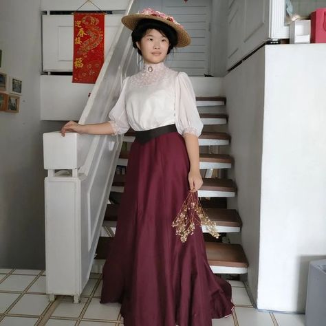 Edwardian Inspired Outfits, Bernadette Banner Outfits, Historical Inspired Fashion, 1800s Fashion Aesthetic, Early 1800s Fashion, Edwardian Outfits, Edwardian Summer Dress, Historical Fashion Victorian, Dress 1900