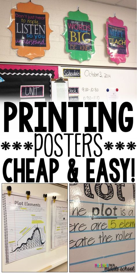 Did you know you can print big, beautiful posters for your classroom using your own computer and printer! Check out my easy tutorial and NEVER spend money again to decorate your room! Diy Classroom Posters, How To Print Posters At Home, Resource Room Ideas Classroom Setup, Middle School Classroom Setup, Beautiful Classroom, Classroom Hacks, High School Classroom, Middle School Classroom, Diy Classroom