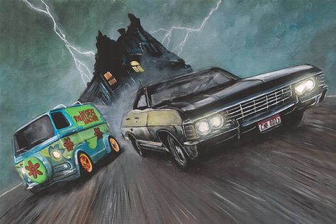 Supernatural Impala/Mystery Machine Limited Edition Art Print | Etsy Impala 67 Supernatural, John Winchester Journal, Supernatural Impala, Jared Supernatural, Dean Winchester Supernatural, Impala 67, Mystery Machine, Supernatural Wallpaper, John Winchester