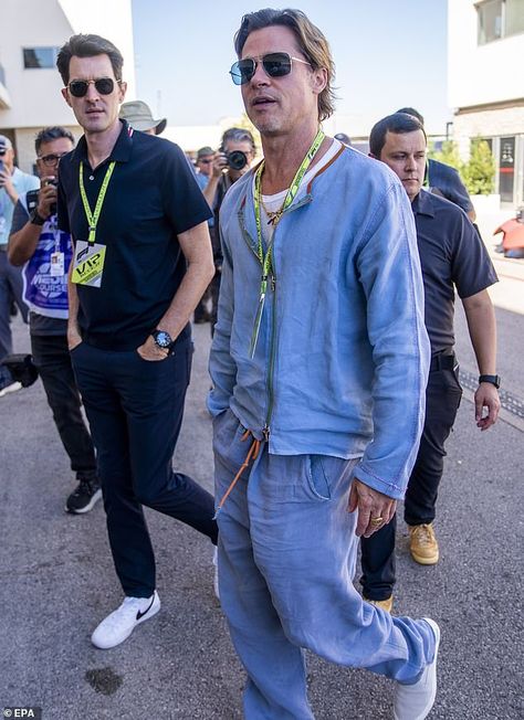 Brad Pitt, 58, the eligible bachelor exudes youthful charm at Formula One US Grand Prix in Austin | Daily Mail Online Brad Pitt Need Money For Porsche Costume, Brad Pitt Wimbledon 2023, Brad Pitt Benjamin Button Style, Brad Pitt Benjamin Button, Brad Pitty, Brad Pitt Style 2022, Brad Pitt With Fans, Brad Pitt Movies, Brad Pitt Style