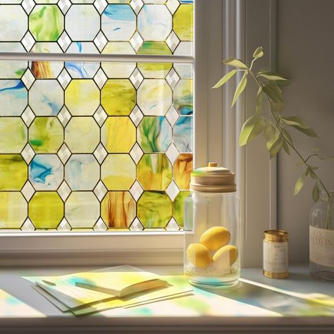 Amazon.com: 3D Stained Glass Window Film, Decorative Window Privacy Film for Bathroom,Front Door,Home, Sun Blocking Heat Control,Static Cling, Eternal Prism 23.6inch x 35.4inch : Home & Kitchen Bathroom Window Privacy, Window Privacy Film, Stained Glass Window Film, Decorative Window Film, Privacy Film, Window Privacy, Window Film Privacy, Window Films, Bathroom Windows