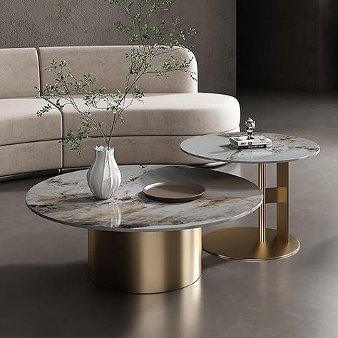 Amazon.com: Modern Marble Coffee Table,Round Nesting Coffee Table,mid-Century Round Coffee Table Set with Steel Pedestal Base,Sofa Center Table for Living Room Reception Room Balcony End Table : Home & Kitchen Nesting Center Table, Marble Coffee Table Round, Marble Coffee Table Living Room, Center Table For Living Room, Round Nesting Coffee Table, Sofa Center Table, Sofa Center, Centre Table Living Room, Coffee Table Marble