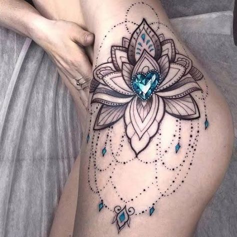 Female Tattoo Models, Purple Tattoos, Tattoos To Cover Scars, Hip Thigh Tattoos, Henna Inspired Tattoos, Hip Tattoos, Hip Tattoos Women, Best Tattoos For Women, Tatuaje A Color