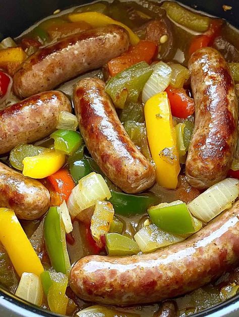 We eat so much of this, we always need to buy the large pack from Costco Air Fryer Italian Sausage, Italian Sausage Peppers And Onions, Air Fryer Dinner Ideas, Italian Sausage Peppers, Crockpot Pork Roast, Sausage Peppers And Onions, Fried Peppers, Sauteed Peppers And Onions, Sausage Peppers