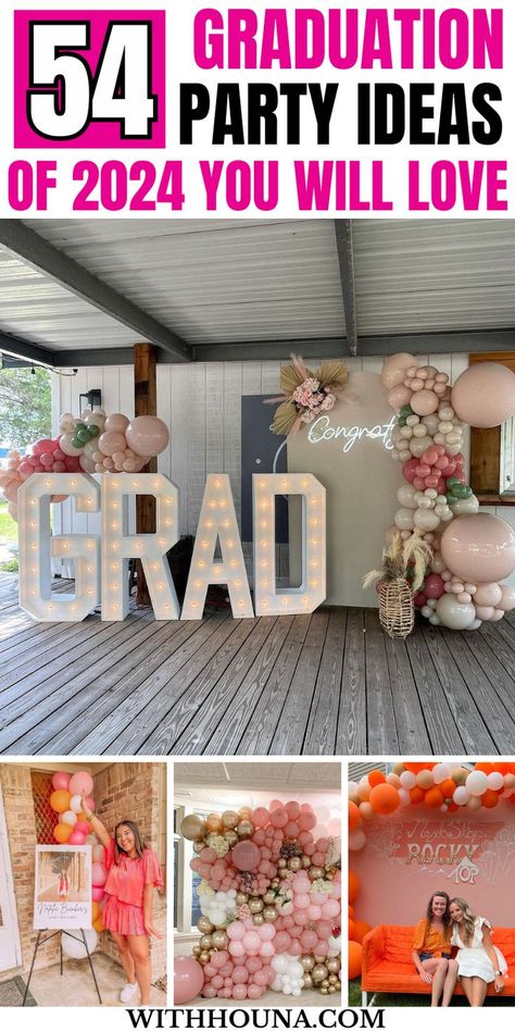 Are you looking for the best graduation party ideas of 2024 to see so you recreate the most epic graduation party of this year? If so, you'll love these graduation party ideas as they are the best on internet that will help you run an epic party everyone will be obsessed over. Graduation Party Table Ideas High School, Graduation Decorations 2024, Photo Booth Ideas For Graduation Party, Graduation Table Backdrop Ideas, Floral Backdrop Graduation, Graduation Party Backdrops Ideas, Graduation Selfie Station, Graduation Balloon Photo Backdrop, Graduation Wall Decor