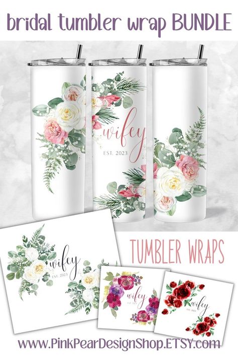 wedding sublimation tumbler design bundle 16 wife design for 20 oz tumbler for wedding for bride on wedding day bundle of wedding tumblers wifey design tumbler floral tumbler design for bride floral sublimation design for wedding day for bride on her wedding day sublimation design wifey with flowers for 20 oz tumbler resizable tumbler wrap png digital download png for wedding tumbler Mrs Tumbler, Bride On Wedding Day, Design For Tumbler, Wedding Tumbler, Png Wedding, Wedding Tumblers, Sublimation Ideas, Floral Collection, Tumbler Wraps