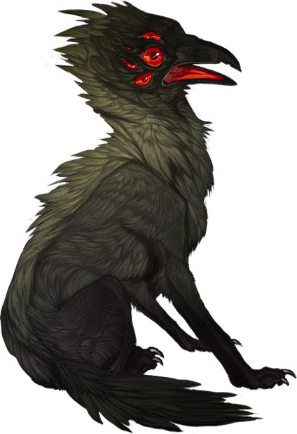 Wolf Bird Hybrid, Raven Familiar Dnd Art, Small Creature Concept Art, Bird Creature Concept Art, Bird Creature Design, Bird Monster Concept Art, Chimera Creature, Raven Creature, Raven Concept Art