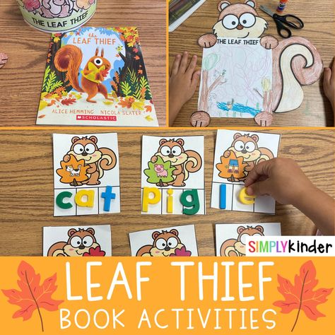 Leaf Thief Book Activities - Simply Kinder The Leaf Thief Activities Preschool, The Leaf Thief Activities, Leaf Activities For Kids, The Leaf Thief, Pumpkins Kindergarten, Phonics Printables, Sequencing Cards, Apple Activities, Name Crafts