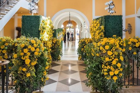 Decor Entrance, Roc Nation, Brunch Decor, Grammy Party, Blue Umbrella, Beautiful Wedding Flowers, Floral Chandelier, Yellow Decor, Italian Garden