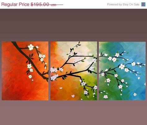 Flowers Painted, Canvas Ideas, Acrylic Canvas, Diy Canvas, Tree Art, Diy Wall Art, Painting Projects, Art Moderne, Canvas Paintings