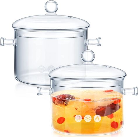 2 Pcs Glass Pots for Cooking on Stove Set Glass Saucepan with Cover Heat Resistant Clear Pots and Pans Set Stovetop Glass Cookware Simmer Pot with Lid for Soup Milk (1.5 L, 1.9 L, Classic Style) Glass Saucepan, Glass Cookware, Simmer Pot, Cream Of Wheat, Sauce Pasta, Pots And Pans Sets, Instant Noodles, Heat Resistant Glass, Pasta Noodles