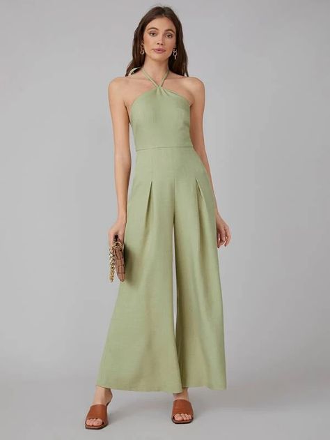 #Fashion #Outfits #Fashionoutfits #Cuteoutfits #Womensfashion #Fashioninspo #Skirtoutfits #Howtowear #Springsummerfashion #Summerfashion #Summeroutfits #girlyoutfits Formal Jumpsuits, Wedding Outfit Ideas, Cami Jumpsuit, Formal Jumpsuit, Halter Jumpsuit, Green Jumpsuit, Work Place, Shein Style, Wedding Outfit