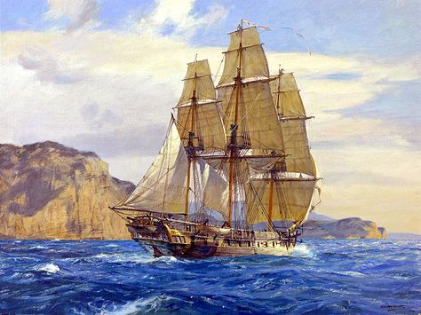 Tall Ships Art, Fair Winds And Following Seas, Model Sailing Ships, Marine Painter, Maritime Painting, First Fleet, Navy Art, Age Of Sail, Ship Of The Line