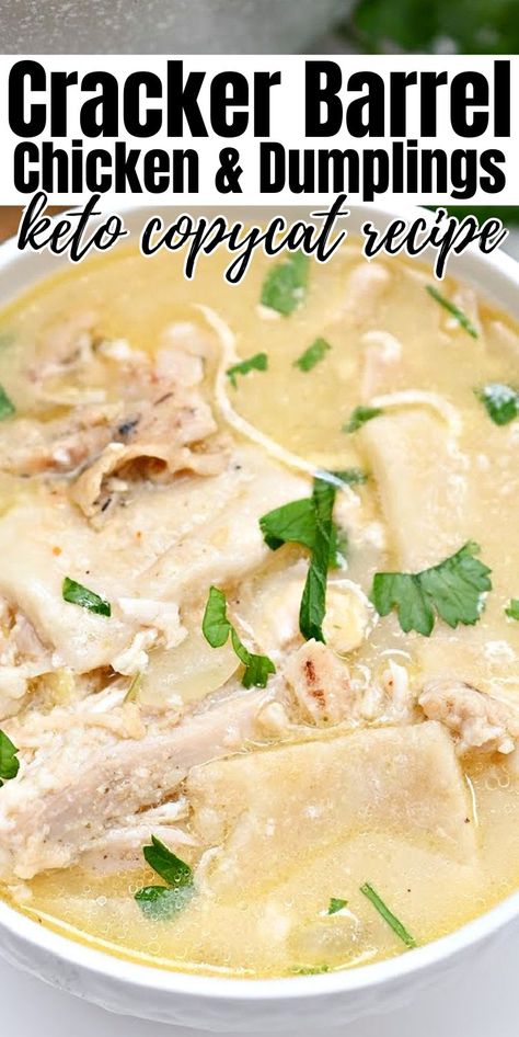 Keto Copycat Cracker Barrel Chicken and Dumplings #ketocopycatcrackerbarreldumplings #copycatcrackerbarreldumplings Cracker Barrel Chicken And Dumplings Recipe, Cracker Barrel Chicken And Dumplings, Cracker Barrel Chicken, Copycat Cracker Barrel, Keto Chicken Soup, Chicken And Dumplings Recipe, Chicken Skillet Recipes, Dumplings Recipe, Keto Soup