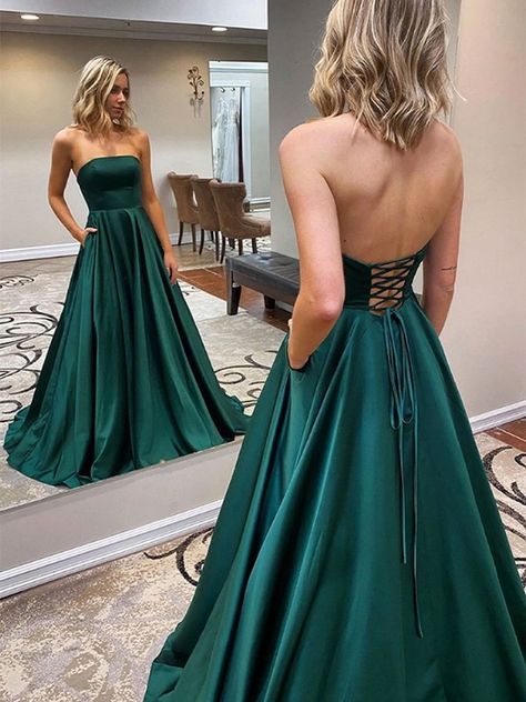 Dark Green Formal Dresses, Awards Outfits, Emerald Prom, Moh Dress, 2024 Green, Simple Evening Dress, Prom Dresses Simple, White Prom, Dress 2022