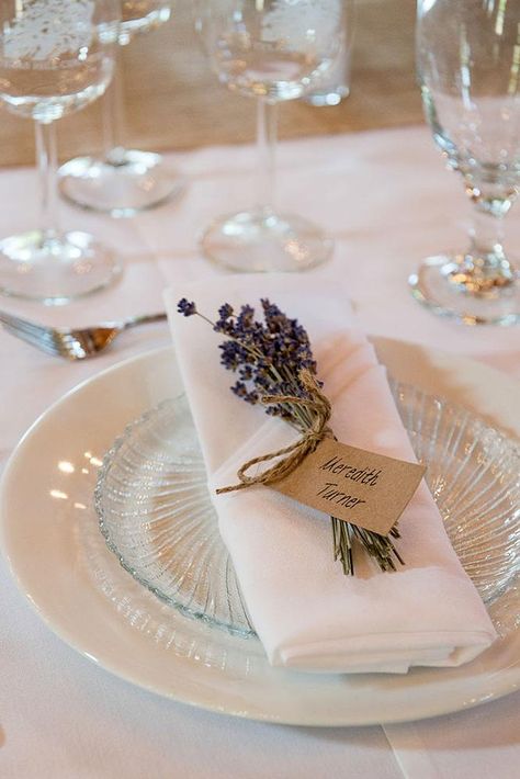 lavender wedding decor ideas table setting with white dishes with sprig of lavender svetlana photography Lavender Wedding Decor, Lavender Wedding Decorations, Wedding Table Planner, Lavender Wedding Dress, White Wedding Decorations, Vintage Lace Weddings, Wedding Decor Ideas, Wedding Themes Fall, Lace Wedding Invitations