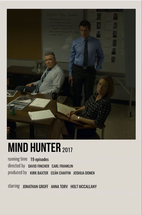 Mind Hunter, Detective Movies, Polaroid Movie Poster, Film Recommendations, Film Posters Minimalist, Cinema Art, Popular Tv Series, Detective Story, Movie Posters Minimalist