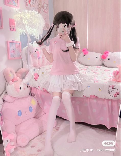 Cute Core Outfit Pink, Kawaii Girls Real Aesthetic, Kawaii Girls Real, Pink Harajuku Aesthetic Cute Outfits, Kawaii Pink Mini Dress, Kawaii Outfit Ideas, Super Cool Stuff, Pink Fairy Kei Mini Dress, Kawaii Cosplay